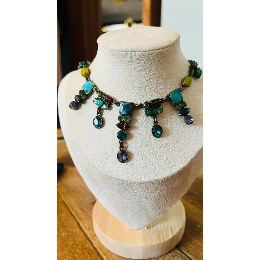 Vintage POGGI PARIS Patrick Battaglia Multicolor Art Glass Necklace